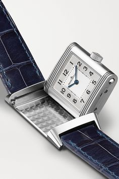 JAEGER-LECOULTRE Reverso Classic Small 35.8mm x 21mm stainless steel and alligator watch | NET-A-PORTER Handmade Watch Bands, Silver Watches Women, Timeless Watches, Retro Watches, Leather Watch Strap, Luxury Watches For Men