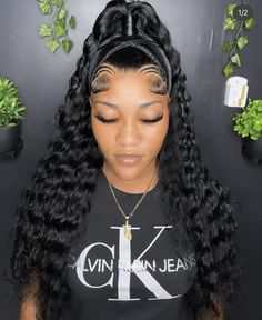 Birthday Hair Styles With Wigs, Lace Front Hairstyles Curly, Deepwave Frontal Wig Hairstyle Ideas, Wigs Styles, 19th Bday, Bday Hair, Wigs Hairstyles, Lace Ideas