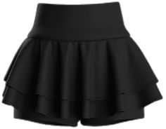 Chic Tiered Skort With Built-in Shorts, Solid Color Stretch Tiered Tennis Skirt, Casual Solid Color Tennis Skirt With Ruffles, Fitted Black Skirt With Layered Hem, Solid Ruffled Mini Skort, Solid Mini Skort With Ruffles, Fitted Solid Color Tennis Skirt With Ruffles, Black Fitted Tiered Tennis Skirt, Black Stretch Bottoms With Ruffle Hem