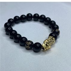 Brand New Never Worn Super Beautiful High Quality Beads Color: Black / Gold Unisex Lucky Prayer Bracelet For Men - Women Wristband- Gold - Color Pixiu Wealth & Good Luck Changing Bracelet Black Beaded Bracelet Gift, Black Beaded Bracelets For Gifts, Casual Black Beads Wristband Gift, Black Bracelet With 108 Beads, Black Beaded Wristband As Gift, Adjustable Black Beads For Gifts, Adjustable Black 8mm Beads, Black Hand-strung Beads As Gift, Black Hand-strung Beads Gift