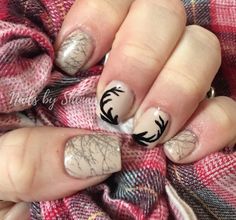 Hunting nails Nails For Hunting Season, Hunting Nail Art, Deer Hunting Nails, Hunter Nails, Deer Hunting Nail Designs, Antler Nails