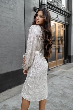 Sequin wrap dress midi Ivory color Adjustable Satin belt Model wearing size: Small Model height: 5'7 Sequin Wrap Dress, Wrap Dress Midi, Satin Belt, Dress Midi, New Arrival Dress, Ivory Color, Girls Accessories, Sun Hats, Plaid Shirt