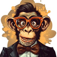 a monkey wearing glasses and a bow tie