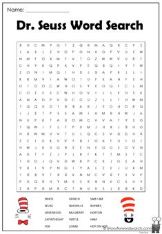 the dr seuss word search is shown