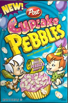 a box of gummy's cupcake pebbles with two children on it