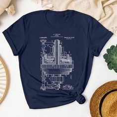 Gears Shirt Blueprint, Gears Shirt Patent, Unisex T-Shirt, Woman Shirt, Tank Top, Gift, Clothing, Kids A T-shirt adorned with detailed prints of classic patent designs, highlighting the ingenuity of historic inventions and celebrating the spirit of innovation. You can pick between different types of shirts:     ⦾ Unisex     ⦾ Women's     ⦾ Young All shirts are made of 100% cotton with a light fabric feel. ------------ If you have any question don't hesitate and contact us about it. We will try t Blue Crew Neck Top With Printing, Cotton Crew Neck Top With Printing, Blue Printed Crew Neck Top, Short Sleeve Cotton Tops With Printing, Relaxed Fit Short Sleeve Printed Shirt, Short Sleeve Relaxed Fit Printed Shirt, Graphic Tee Crew Neck Top With Printing, Short Sleeve Graphic Tee With Printing, Blue Cotton T-shirt With Print