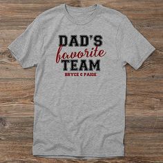 Personalized with any title and 3 lines of textChoose from multiple color options  Let your Dad proudly display his favorite team while wearing the Dad's Favorite Team Personalized Men's Shirt. Dads Favorite, Men's Shirts, Multiple Color, Text Color, Favorite Team, Color Options, Mens Shirts, Mens Graphic Tshirt, Mens Tshirts