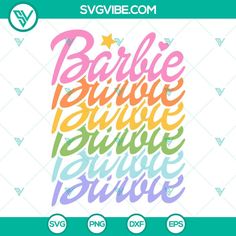 some type of lettering that is in different colors and font styles, with the words barbie ba