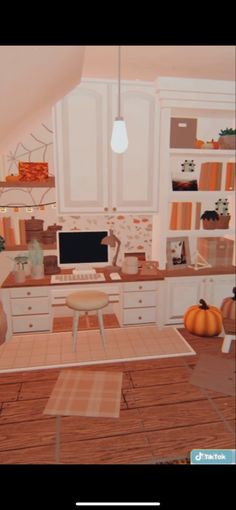 a computer desk sitting in the middle of a room