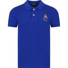 Color: Blue Blue cotton piqué polo shirt, short sleeves, collar, front button closure. It is embellished with Polo Bear and logo embroidered on the chest. 100% Cotton. Machine wash at 30°C. Blue Cotton Polo Collar Shirt, Navy Polo Shirt With Embroidered Logo, Blue Polo Shirt With Embroidered Logo, Blue Casual Polo Shirt With Embroidered Logo, Blue Polo Collar Top With Embroidered Logo, Blue Short Sleeve Polo Shirt With Embroidered Logo, Casual Blue Polo Shirt With Embroidered Logo, Blue Cotton Shirt With Collared Neckline, Blue Cotton Collared Shirt