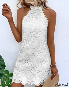 Color: white, Size: XL(12-14) Lace Dress Casual, Casual White Dress, Vestido Casual, Daily Dress, White Mini Dress, Dress Fabric, Dress Patterns, Casual Dresses For Women, Vestidos De Novia