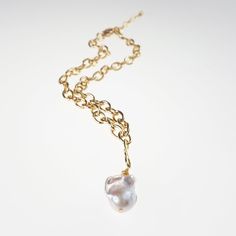 Gold Chain with Removeable Baroque Pearl Mothers Day Special, S Hook, Silver Pearls, Baroque Pearls, Go Out, Out Of Style, Gold Chain, Gold Chains, Lobster Clasp