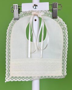 YoYo Boutique Accesories Off-White Off-White Square Bib Classic White Lace Baptism Dress, Spring Baptism Cotton Onesie, Cheap Customizable White Bib, White Washable Cotton Bib, Cute White Handmade Bib, Customizable White Bib For Babies, Spanish Fashion, First Communion, Christening