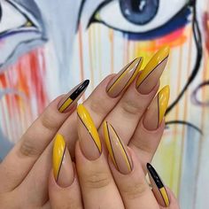 Yellow Nail Art, Beach Cars, Yellow Nails, Coffin Nails Designs