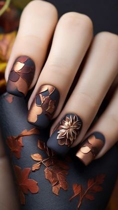 Statement Nails, Navy Nails, Nail Beauty, Fall Nail Art, Autumn Nails, Nails Designs