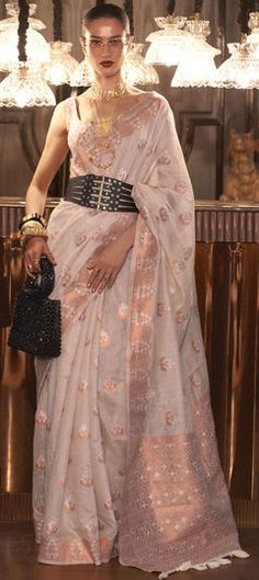 Pink and Majenta color Saree in Linen fabric with Weaving, Zari work Weaving Linen, Indian Wedding Sarees, Off White Saree, Wedding Sarees Online, Saree Sale, Traditional Saree, White Saree, Buy Linen, Organza Sarees