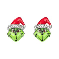 Beautiful and high quality  silver The Grinch Christmas on a special occasion. Presentation Packaging: Your earring will be packaged with gift bag. Monster Earrings, Grinch Earrings, Der Grinch, Studs For Men, The Grinch Christmas, Designers Jewelry Collection, Green Fur, Earrings Classic, Christmas Party Gift