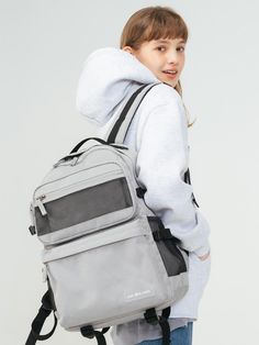 Composition : Shell: Polyester (600D) / Lining: PolyesterCountry of Origin : KOREA Gray Zipper Closure Bag For Students, Gray Backpack For Students, Large Capacity Gray Student Bag, Gray Nylon Bag For Students, Casual Gray Backpack For Students, Casual Gray Student Backpack, Gray Large Capacity Nylon Backpack, Large Capacity Gray Nylon Backpack, Gray Backpack With Zipper Closure