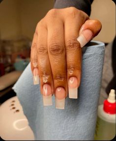 Clear Natural Nails, Natural Nails Manicure, Natural Acrylic Nails, I Tried My Best, Long Acrylic Nails Coffin