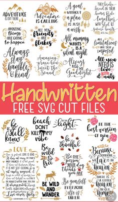 handwritten free svg cut files