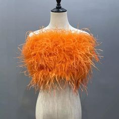 New Custom Ostrich Feather Crop Top With Hidden Zipper In Back - Orange Just Beautiful! Five Star Rated *Allow Approx 2 2.5 Weeks For Delivery. Worth The Wait! Small = 2 - 4 Medium = 6 - 8 Large = 8 - 10 Xtra Large = 10 - 12 Shop All Collections: Tiktok Favs - Classic - Sexy - Modern - Trendy - Work - Office - Business Casual - Contemporary - Minimalist - Business Professional - Travel - Vacay - Casual - Boho - Special Events - Day - Evening - Club - Gala - Cocktails - Corporate Events - Beach - Feather Crop Top, Leather Coat Womens, Casual Chique, Turkey Feathers, Ostrich Feather, Orange Roses, Contemporary Minimalist, Emo Fashion, Ostrich Feathers