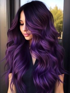 Purple Hair Color Ombre, Purple Hair Color Ideas, Exotic Hair Color, Purple Hair Color, Light Purple Hair, Two Tone Hair, Vibrant Hair