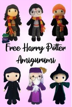 crocheted harry potter amigurmi dolls are featured in this free knitting pattern