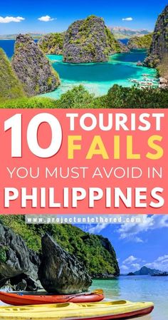 the top 10 tourist attractions in philippines with text overlay that reads, 10 tourist falls you must avoid in philippines