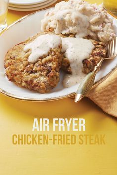 Chicken Fried Steak made in the Air Fryer Ranch Gravy, Air Fryer Chicken Fried Steak, Chicken Tortillas, Beef Round Steak, Fried Steak Recipes, Country Fried Steak, Beef Round, Chicken Tortillas Soups Recipe, Fried Steak