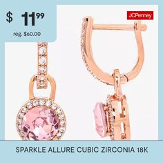 Included: 1 Pair of EarringsFeatures: Nickel Free, In A Gift BoxEarring Back: PostStone Cut: RoundStone Millimeter Measurement: 5.3 Mm Width, 5.3 Mm LengthMetal Color: Rose ToneEarring Length: 20.7mmEarring Width: 8.6mmCare: Wipe CleanStone Type: 16 Cubic Zirconia, 2 CrystalEarrings Style: Drop EarringsMetal: 18k Rose Gold Over BrassCountry of Origin: Imported Sparkling Rose Gold Earrings As Gift, Pink Gold Cubic Zirconia Earrings Gift, Rose Gold Cubic Zirconia Earrings As Gift For Her, Rose Gold Cubic Zirconia Earrings For Her, Rose Gold Cubic Zirconia Earrings For Gift, Earrings Drop, 18k Rose Gold, Cubic Zirconia, Gift Box