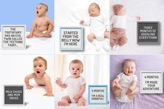 four different pictures of babies with their names on them and the words starting from the beginning to the end