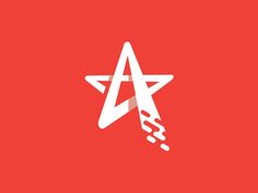 a white star on a red background with the word'a'written below it