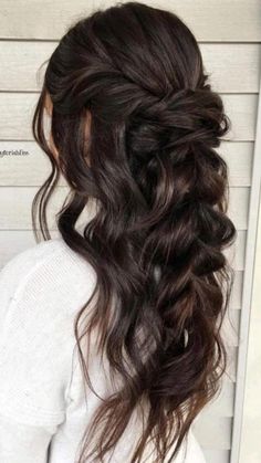 Brunette Girls, Unique Bridesmaid, Bridesmaid Hairstyles, Prom Hairstyles, Half Up Hair, Braids For Long Hair, Wedding Hair And Makeup, Prom Makeup