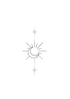 a line drawing of the sun and moon