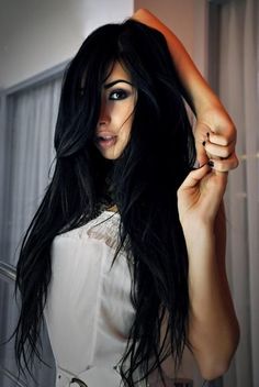 ejemplos cabello negro Gina Lorena, Black Hair Color, Long Dark Hair, Long Black Hair, Hair Envy, Love Hair, Long Black