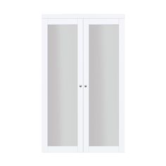 a white double door with frosted glass