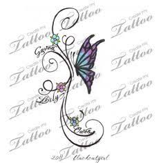 a purple butterfly with swirls and flowers on it