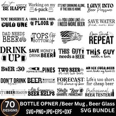 various beer font styles and designs on a white background with the words, you need to drink