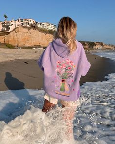 "Gift Giving" Oversized Lux Hoodie in Lavender – Dandy Worldwide Pastel Hoodie, Bouquet Embroidery, Watch The Sunset, Trendy Hoodies, Fire Fits, Cute Sweatshirts, Warm Hug, Cute Fits, Preppy Outfits