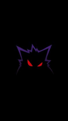 an image of a dark background with red eyes and black cat's head in the center