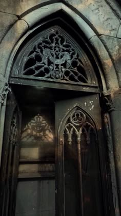 an old gothic door with intricate iron work