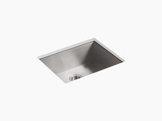 a stainless steel kitchen sink on a white background