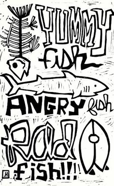 an image of graffiti written in black and white with the words, i am sorry to fish