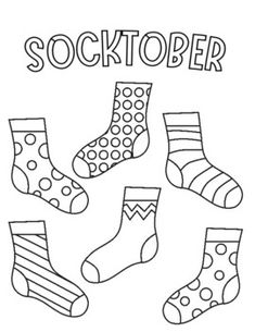 a coloring page with socks and the words socktober