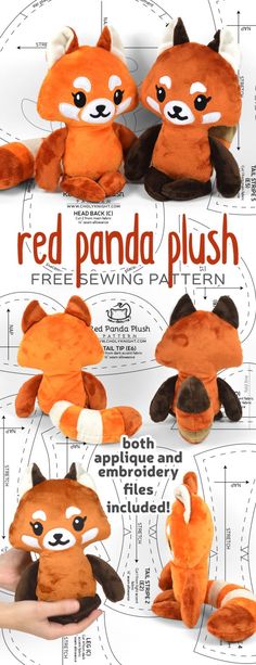 the instructions for how to make a red panda plush