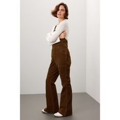 Brown corduroy (99% Cotton, 1% Elastane). Overalls. Sleeveless. Square neck. Front button closure. 32" inseam. Imported. Flare Overalls, Brown Corduroy, Rent The Runway, Closet Designs, Square Neck, Overalls, Square, Fashion Design