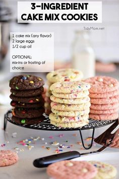 three ingredient cake mix cookies on a black rack