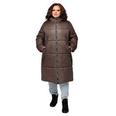 Plus Size Quilted Hooded Coat Waterproof and Windproof Puffer Midi Jacket This stylish winter down jacket is crafted from a combination of two types of fabric: matte and glossy. Designed with a straight, relaxed fit and set-in sleeves, the jacket tapers slightly towards the bottom, offering a flattering silhouette. Key Features: Back Design: Features a decorative strap with stylish trim on the back. Hood: The jacket comes with an attached, non-detachable hood for extra warmth. Fabric: The outer Coat Waterproof, Detachable Hood, Hooded Coat, Back Design, Puffer Coat, Down Jacket, Halloween Shopping, Design Features, Labour Day