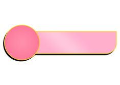 a pink and yellow button on a white background