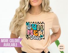 ❤PRODUCT TITLE❤ Summer Vibes Shirt, Beach Shirt, Summer Vacation Shirt, Women's Summer Shirt, Bleached Shirt, Vacay Shirt, Summer Camp Shirt ❤SIZE AND FIT❤ Your shirt will be printed on a high-quality, soft and comfortable unisex t-shirt. Sizes run true to size, which takes the guesswork out of ordering; if you like your t-shirts loose or oversized, you might want to order a size up and if you'd like a more fitted women's style then order a size down. Please refer to our size chart in the photos Summer Camp Shirt, Pool Shirts, Cute Summer Shirts, Summer Vacation Shirt, Funny Coffee Shirts, Pilot Shirt, Bleached Shirt, Family Vacation Shirts, Surf Outfit